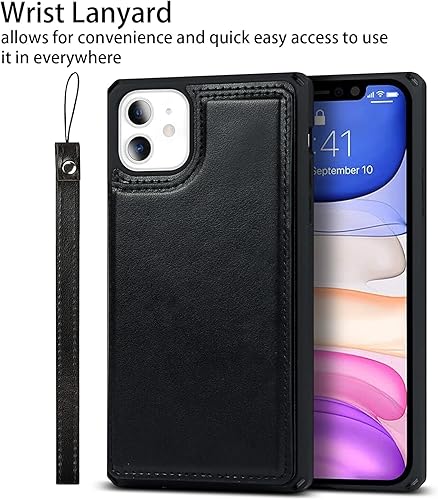 Miniatura 54 de Cavor for iPhone 11 Wallet Case with Card Slots Holder,Premium PU Leather Kickstand Feature Case [Wrist Strap] Double Magnetic Clasp Shockproof Flip