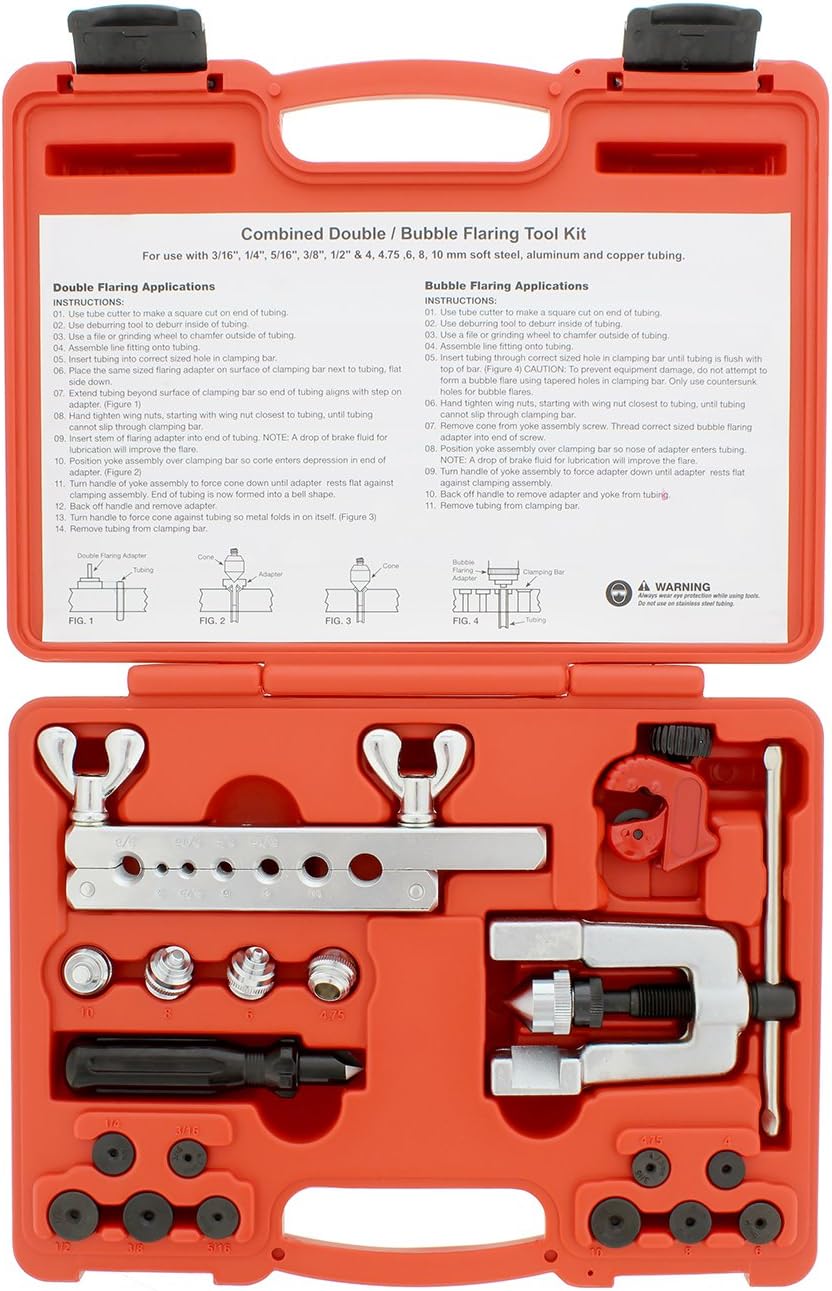 ABN Bubble Flare Tool & Double Flaring Kit – Tubing Bender Flare Tool & Pipe Cutter (1/8in to 5/8in / 3-16mm)