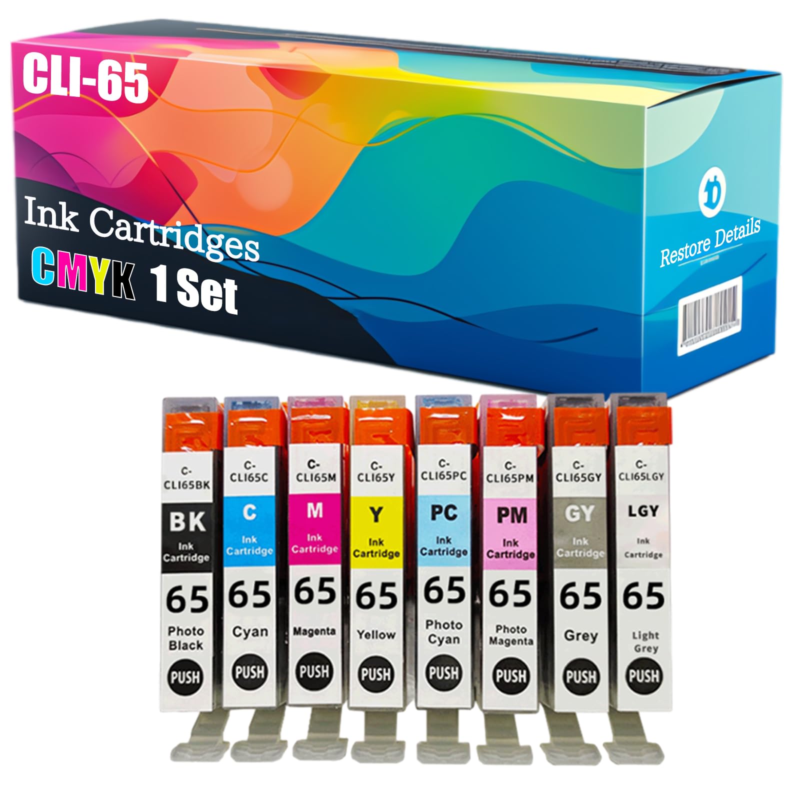1-Pack Compatible CLI-65 Cyan Ink Cartridge For Canon PIXMA PRO-200 Printer