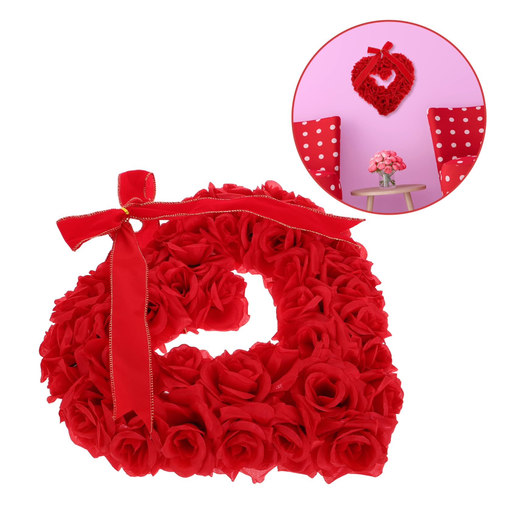 Cabilock Guirnalda Colgante de Corazones Rojos para San Valentín y Bodas, Ligera de Tela, Decoración Romántica para Puertas y Fiestas de Pareja