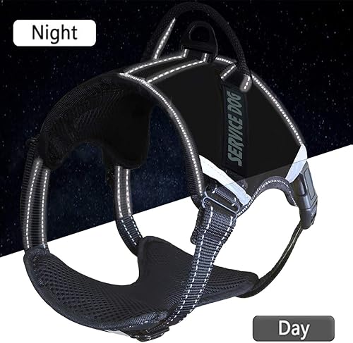 Miniatura 4 de LMOBXEVL Arnés para perro de servicio, arnés sin tirones con asa ajustable reflectante para perro en chaleco de entrenamiento, fácil control para
