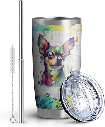 Miniatura 3 de Hapyfam Chihuahua - Regalo para mujereshombres, vaso aislado de acero inoxidable de 20 onzas (Chihuahua)