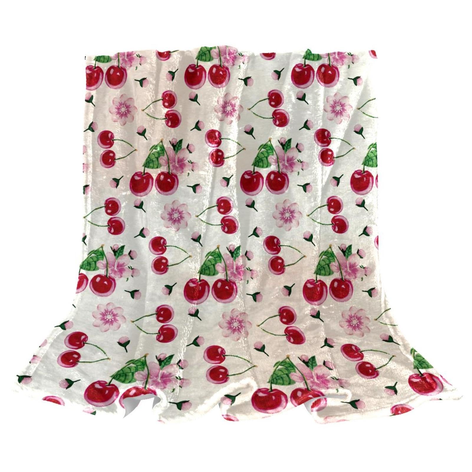 Couverture douce cerise plaid polaire chaud contre le froid du lit
