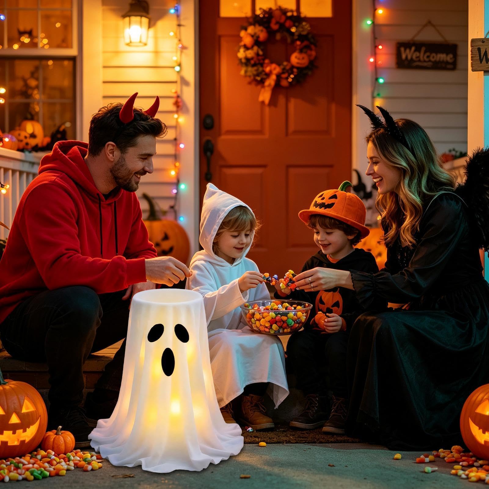 Zewnętrzny Na Cukierki Z Duchem Świecąca Dekoracja Duch Halloween