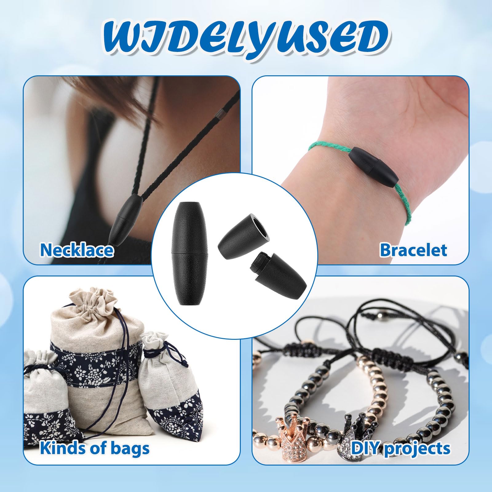 30 Sets Abreißverschlüsse Für Schmuck – Kunststoff, Für 2,5 Mm Bänder, Schwarz & Weiß