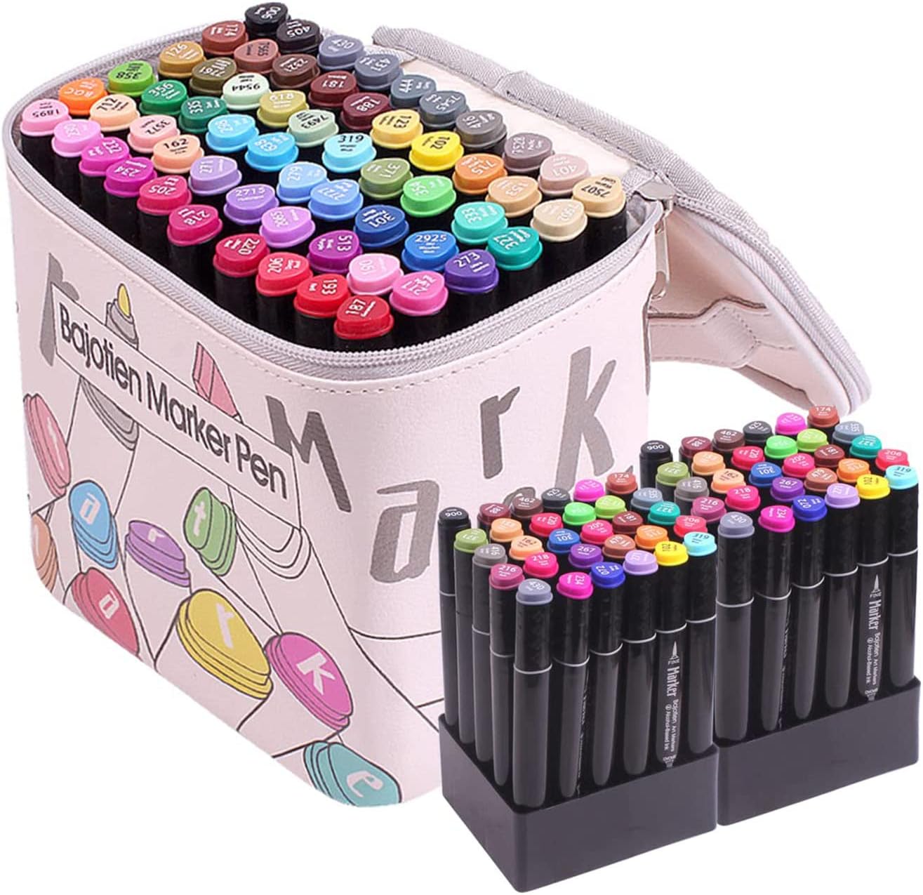Litchitree 60 Colours Alcohol Markers, Graphic Drawing Painting Dual Tip Art Marker Pens, Sketch Markers for Adult Kid Coloring Book, Illustration Painting Card Making,Highlighting