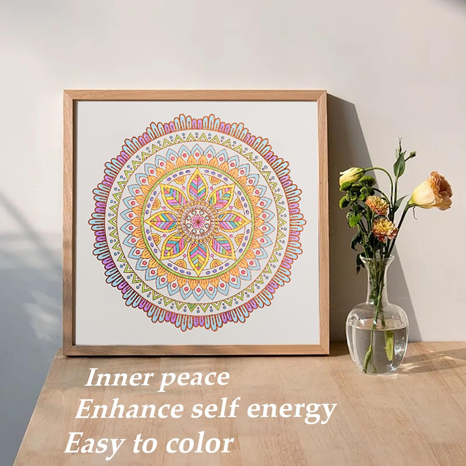 Mandala Adult Coloring Book for Women Relaxation, Gold Foil Mandala Coloring Book Set with 24 Colors Retractable Glitter Gel Pens, 12Pcs Premium Single-Sided Paper Mindfulness Gift Include Gift Bag - Image 4