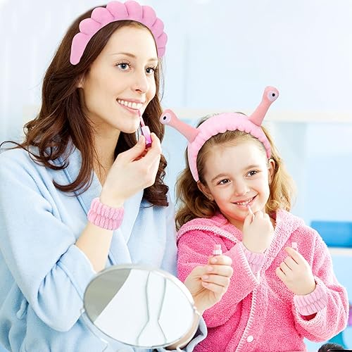 Miniatura 2 de WHAVEL Juego de 6 diademas y pulseras de spa, diadema de tela de rizo, diadema hinchada de maquillaje, diadema para lavado de cara, banda de esponja