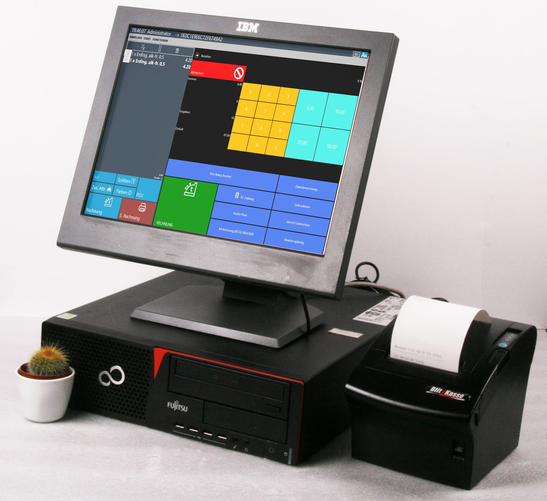 15" Kassensystem für Einzelhandel & Imbiss mit Touchscreen, Bondrucker - POS Kasse BlitzKasse Handel Lite – ohne ABO – TSE-konform
