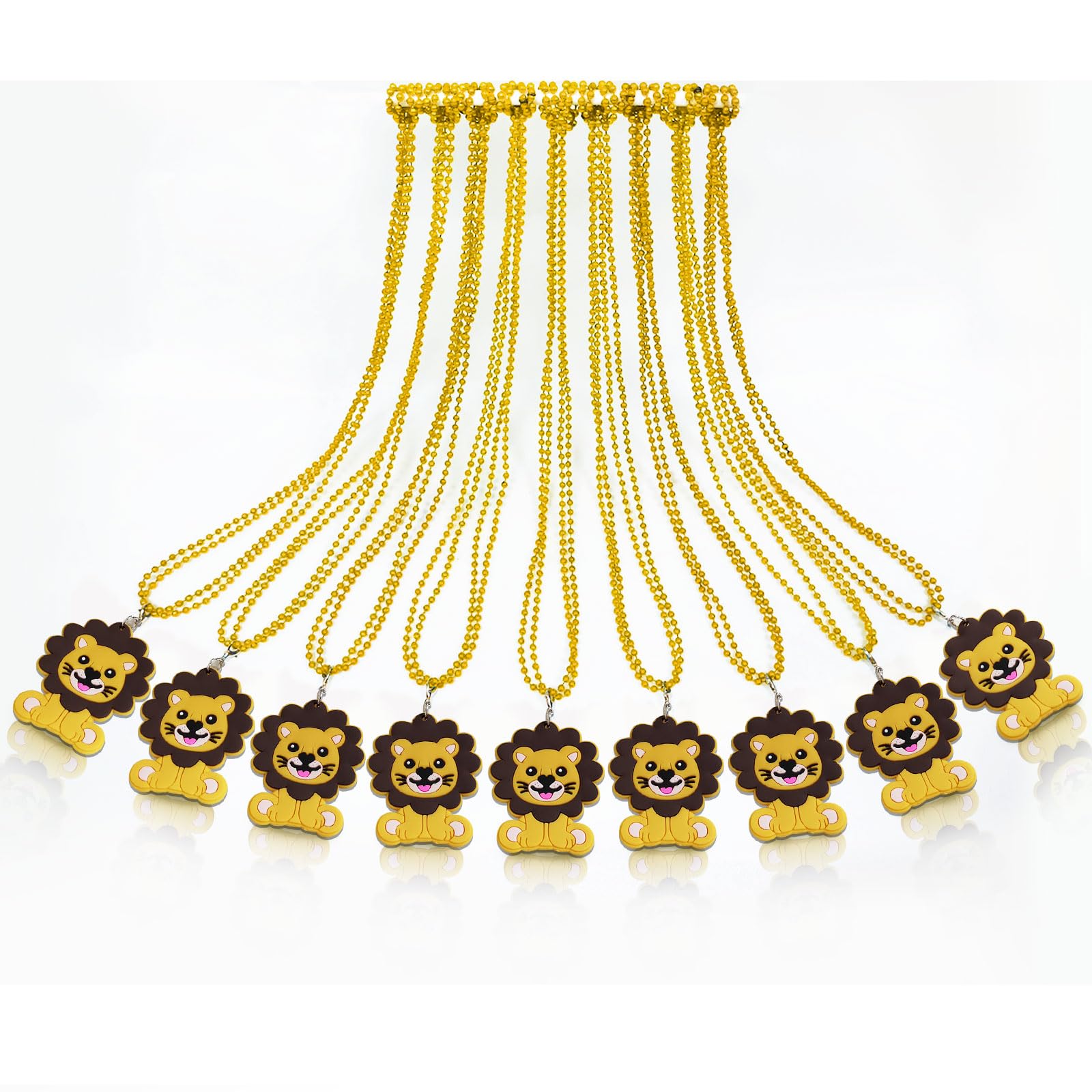 CiciBear 24 Pack Lion Necklace Party Favors with Mardi Gras Beads for Safari Jungle Animals Wild ONE Party Favors, Home Decorations, Festivals, Wedding, Birthday Celebrations