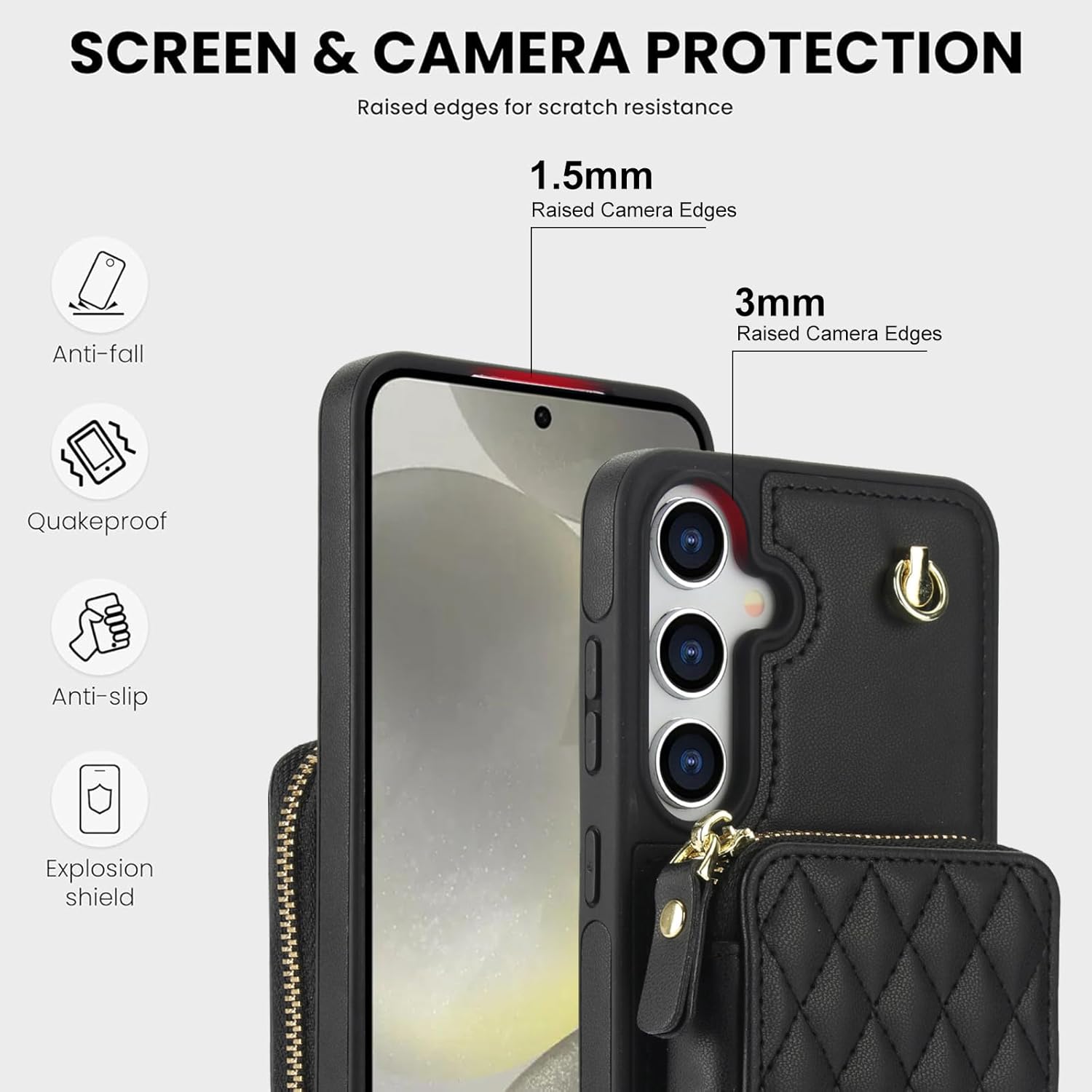 Asuwish Phone Case for Samsung Galaxy S26 Plus S26+ 5G Wallet Cell Cover with Screen Protector Wrist Crossbody Strap Stand RFID Blocking Credit Card Holder S26Plus 26S + S 26 26+ Women Men Girls Black