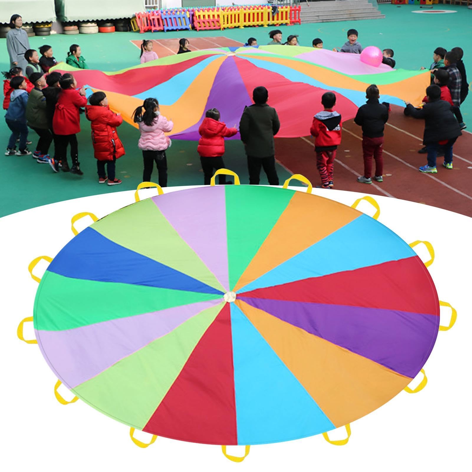 Genérico Paracaídas Colorido para niños, paracaídas de Juego con Asas - Juguetes de Tela con paracaídas para niños,con Asas, Tela, arcoíris, Tienda, Juego, desarrollar, Conciencia del Equipo