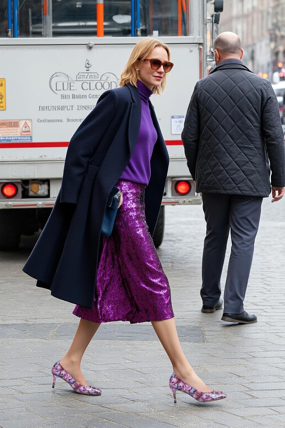 Aachcol Women Round Toe Pumps Stiletto Mid Heel Slip-on Dress Shoes Office 2.5 Inch - Image 2