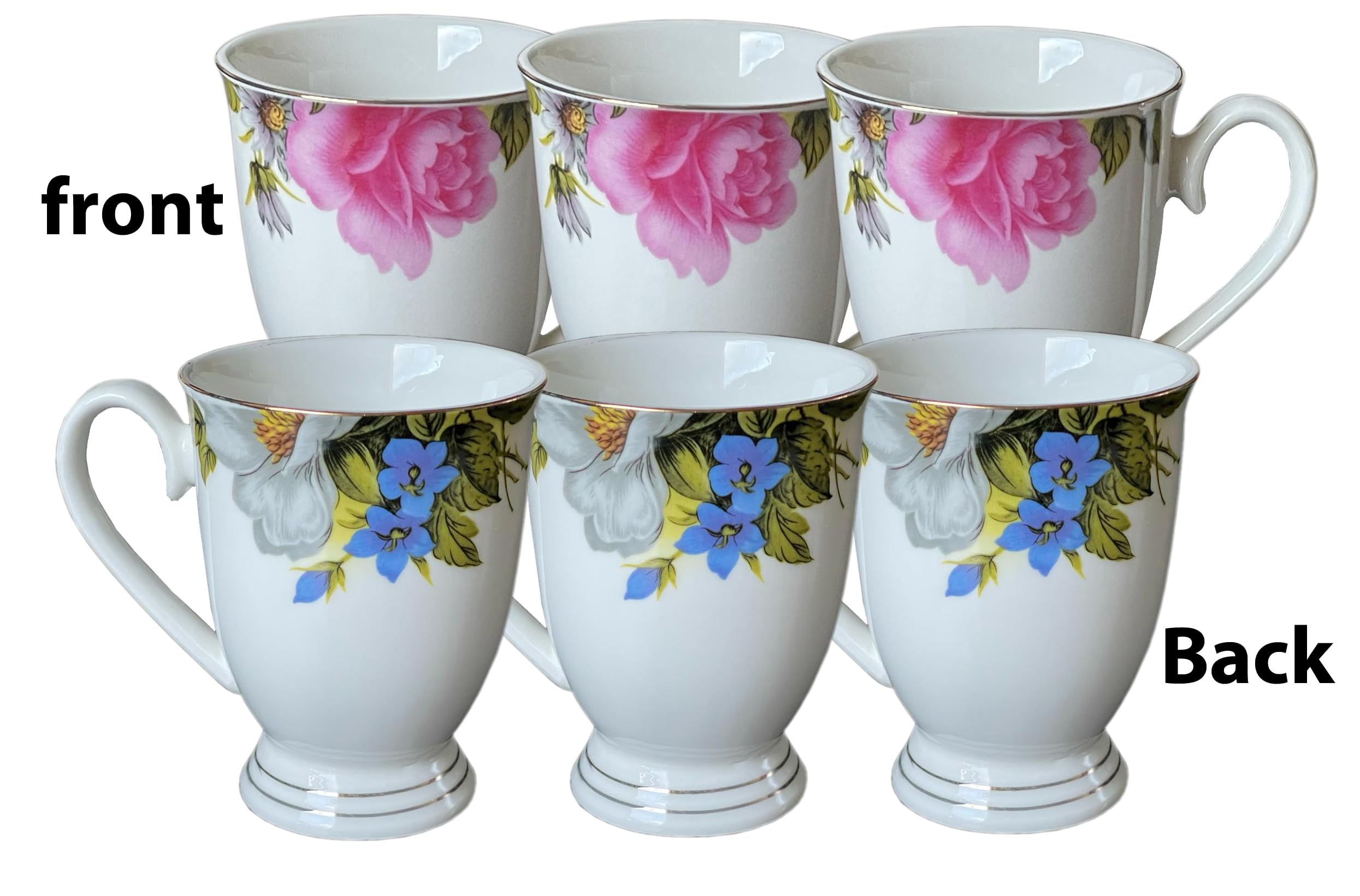 electromax 6 Piece Teacup and Gift Set, Vintage Serving Set for 6, with Bone China Tea Cup/Mug 300ml Strong Lightweight Set - Image 2
