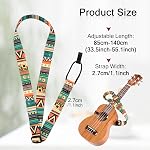Crochet de sangle Ukulele - Bracelet de guitare ethnique réglable, ceinture de cou avec crochet pour les enfants, les hommes et les femmes