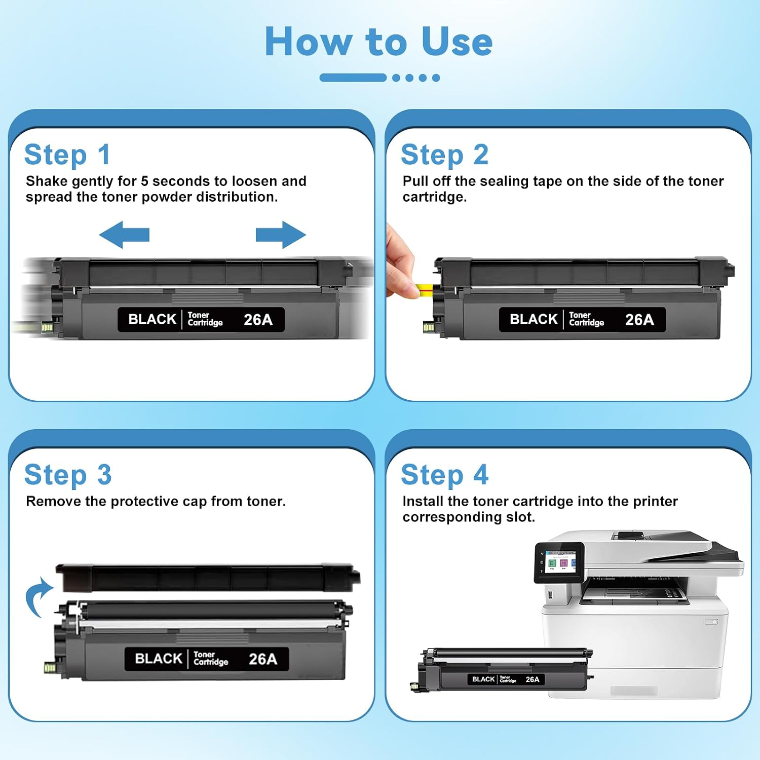 26A Black Toner Cartridge for HP Printer M402dn 26A CF226A Compatible with HP Laser Jet Pro M402dn M402n M402d M402dw, MFP M426fdw M426fdn M426dw Printer, HP 26ABK 26A 26X Toner Cartridges (2 Pack)