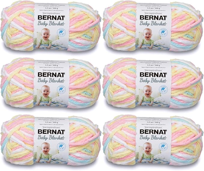 BERNAT Baby Blanket Yarn, 3.5oz, 6PACK (Pitter Patter)
