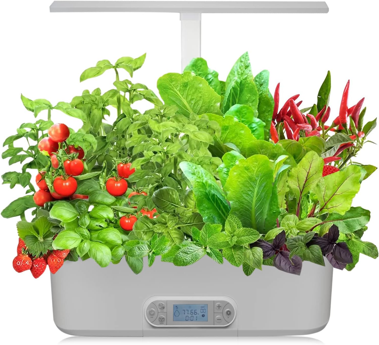 Hydroponics Growing System - 11 Pods Indoor Garden System Kit with LED Full-Spectrum Plant Grow Light, Height Adjustable, Automatic Timer, 5 Set Dimmable, Water Tank, Three Grow Modes