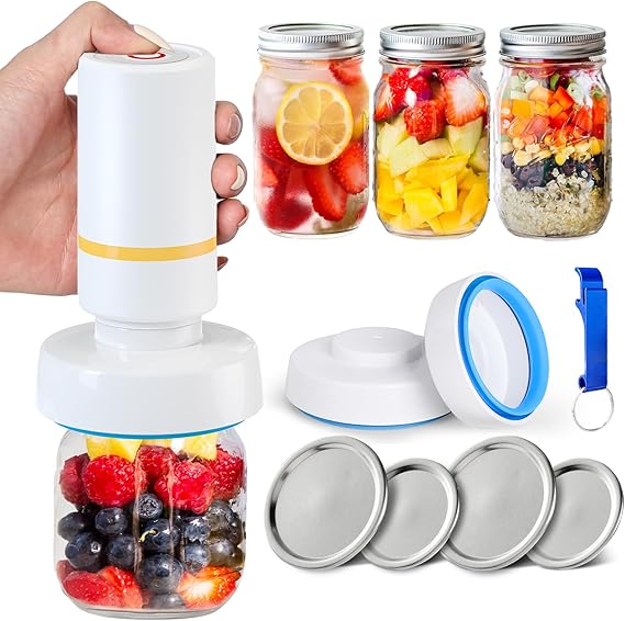 Electric Mason Jar Vacuum Sealer Food Vacuum Saver for Wide and Regular