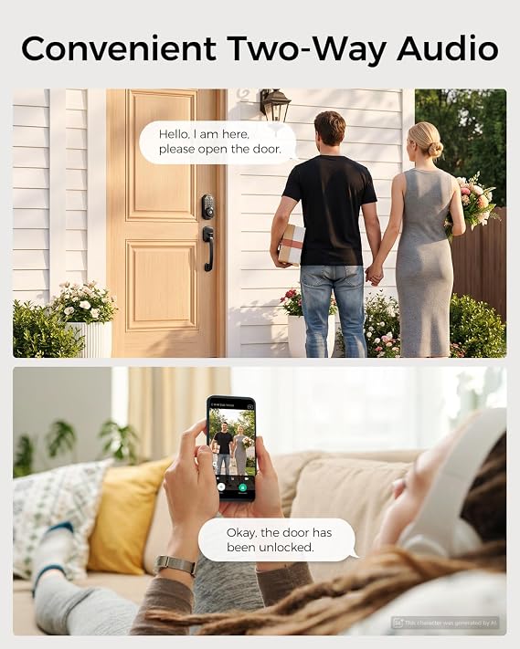 WiFi Video Smart Lock with Handle, 5-in-1 Keyless Deadbolt for Front Door