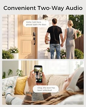 WiFi Video Smart Lock with Handle, 5-in-1 Keyless Deadbolt for Front Door