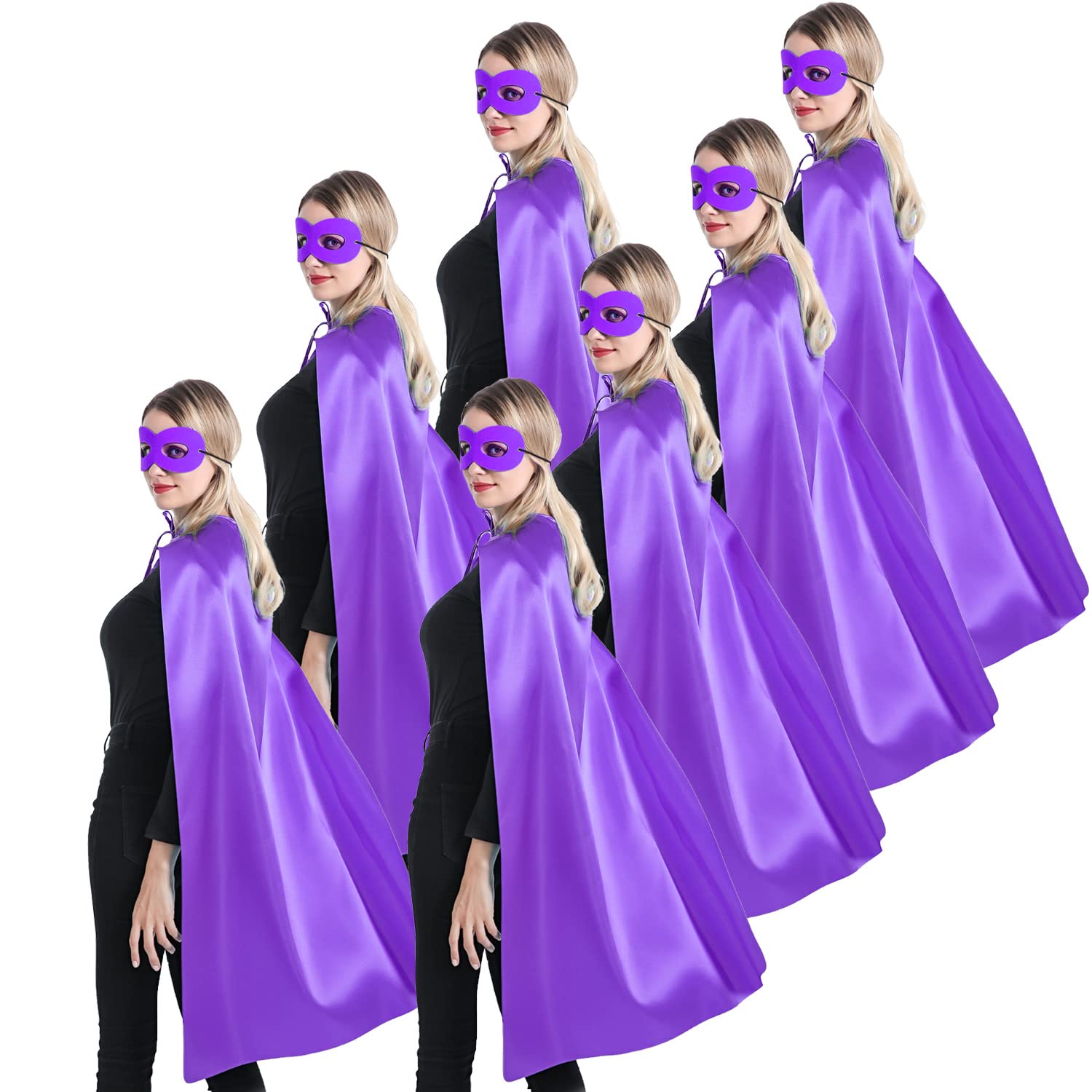 Kidsfere Superhero Capes and Masks for Teenagers Adults Men Women Team Building Dress Up Party Cape Halloween Costume 7 Pack (Purple) — image 1