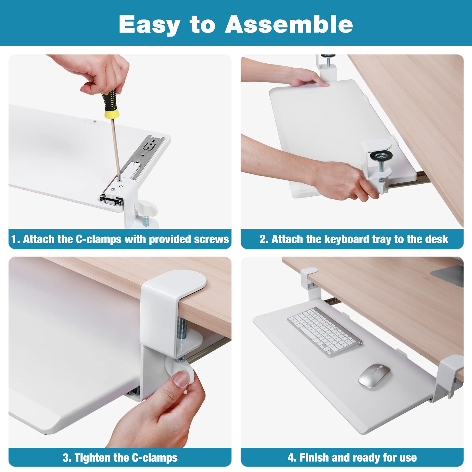 Buy WOKA Keyboard Tray Under Desk Ergonomic 26"x12" Keyboard Mouse