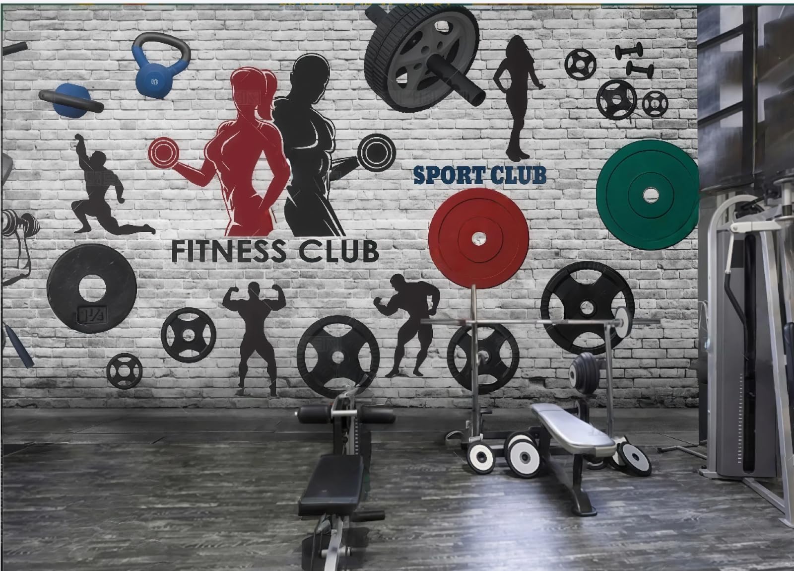 XDOUBAO Wallpaper Nostalgic Brick Wall Fashion Sports Theme Gym Drink Shop Afternoon Tea Western Restaurant Background Wall Wallpaper Coffee Shop Mural,3D,250x175cm