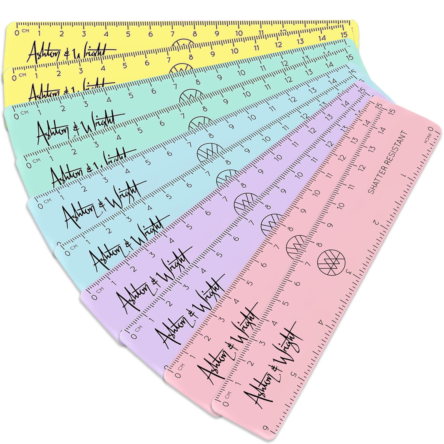 Fat Belly Fish Pastel Colours 6 Inch / 15Cm Rulers - Shatter Resistant - Pack Of 10