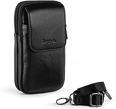 Hengwin Men's Belt Bag, Genuine Leather Mobile Phone Waist Bag, Men's Mobile Phone Holster with Belt Loop and Belt Clip, Outdoor, Travel and Daily Use Shoulder Bags