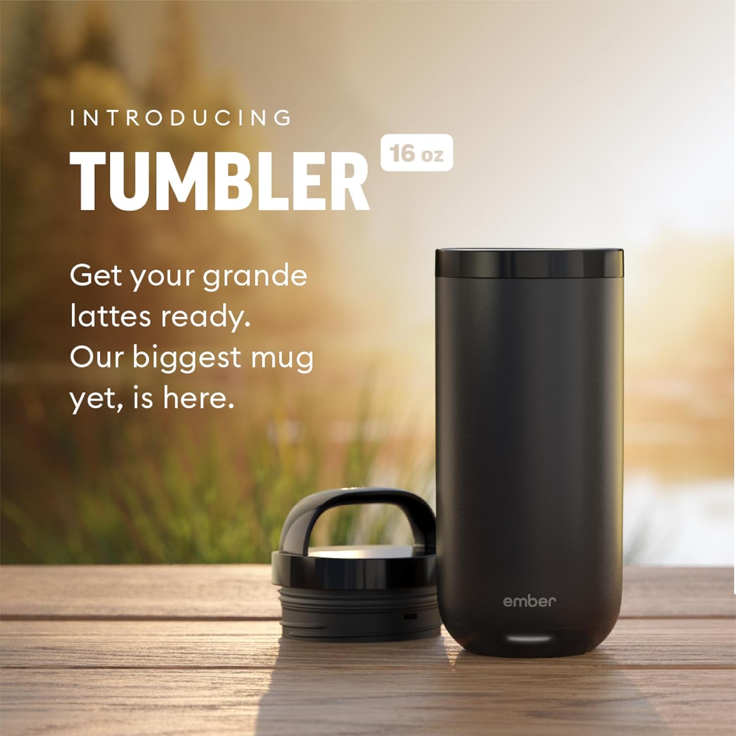 Ember Smart Tumbler – App-Controlled Heated Coffee Mug, Stainless Steel Tumbler, 16oz Black, 3-Hour Battery