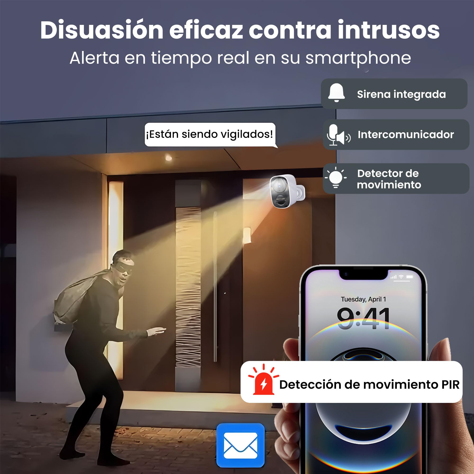 2K/3MP Camara Vigilancia WiFi Exterior/Interior, Almacenamiento en la Nube Gratuito, Wi-Fi Dual (5GHz/2.4GHz), Audio bidireccional, detección de Movimiento, visión Nocturna en Color e IP66，2PCS