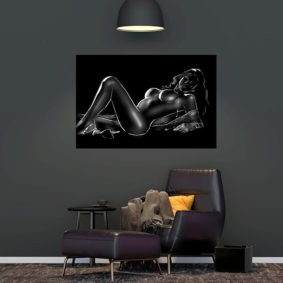 HJL Art Sexy Wall Decor Women Posters Painting for Bathroom Bedroom Hotel Living Room Girls Home Decoration Framed Ready to Hang (24 L x 36 W)