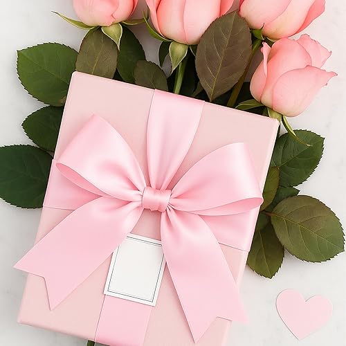 Miniatura 7 de Fullive Cinta rosa de 1 12 pulgadas, 30 yardas de cinta rosa para envolver regalos, cintas de satén de poliéster para el día de la madre, para