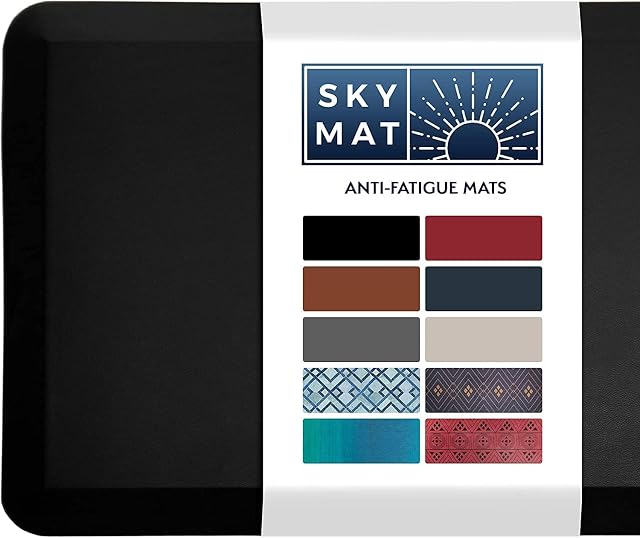 Sky Solutions Kitchen Mat - Padded, Non-Slip, Absorbable Anti Fatigue Standing Mat for Kitchen Floor, Standing Desk, Office & Garage (20x32x3/4-Inch, Black)