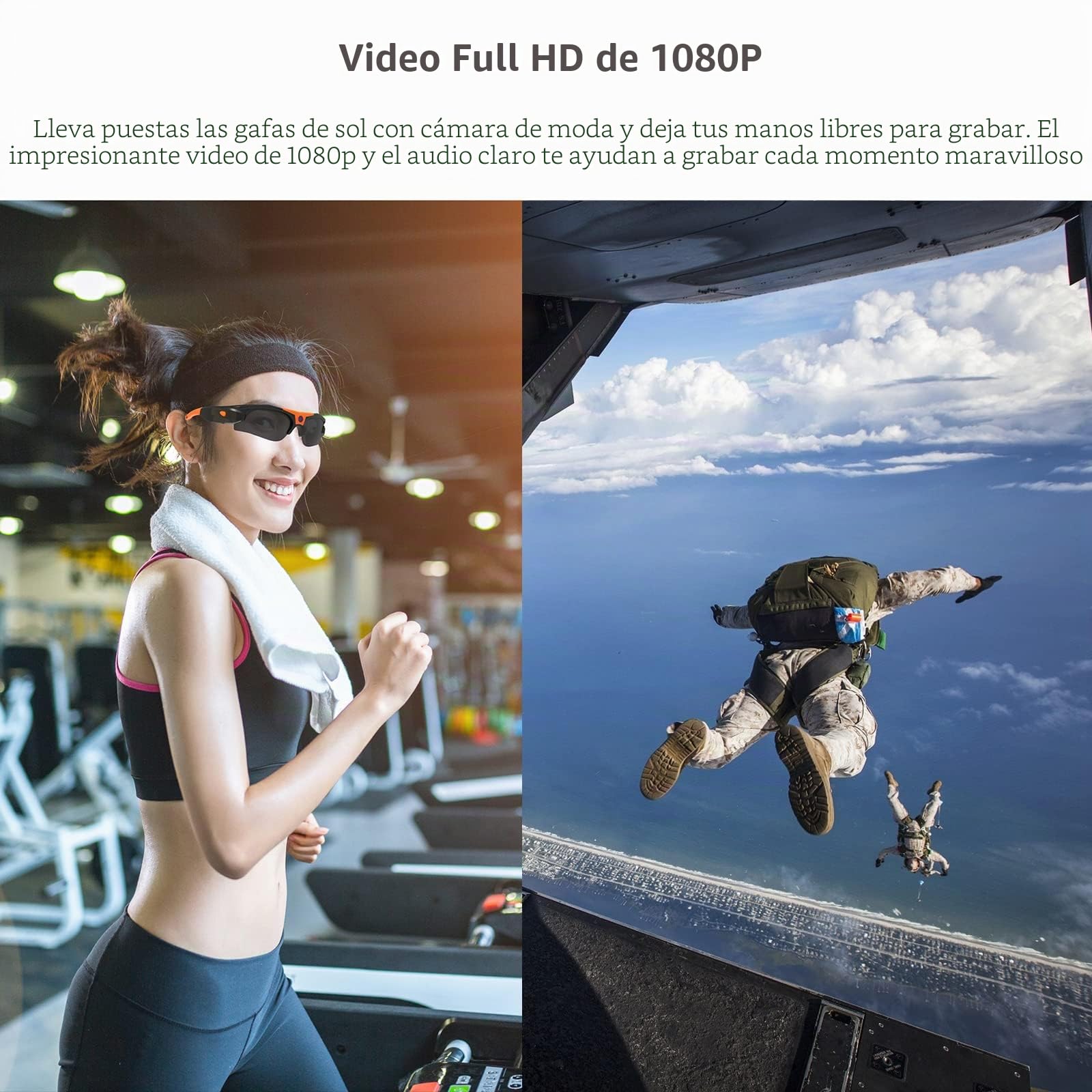 Gafas de sol con cámara WiFi, gafas de captura de video HD 4K con protección UV400, lentes polarizadas para deportes al aire libre, compatible con iOS y Android, tarjeta TF de hasta 256 GB