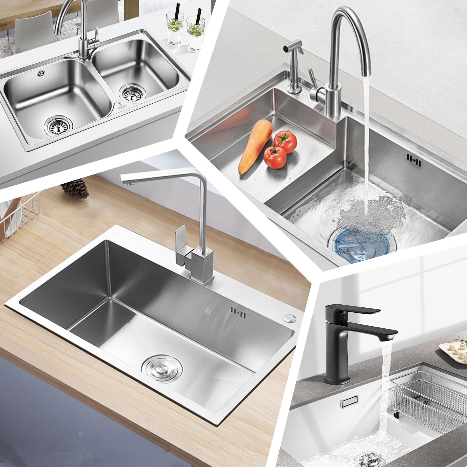 2 soportes de fregadero de montaje inferior, kit de instalación ajustable de acero inoxidable, soportes de fregadero de montaje inferior para fregadero de cocina y baño resistente (51-80 cm)