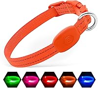 Vista 15 de Illumifun Collar LED para perro, collar con luz recargable por USB que brilla en la oscuridad, luz de seguridad ajustable para mascotas para tus Azul