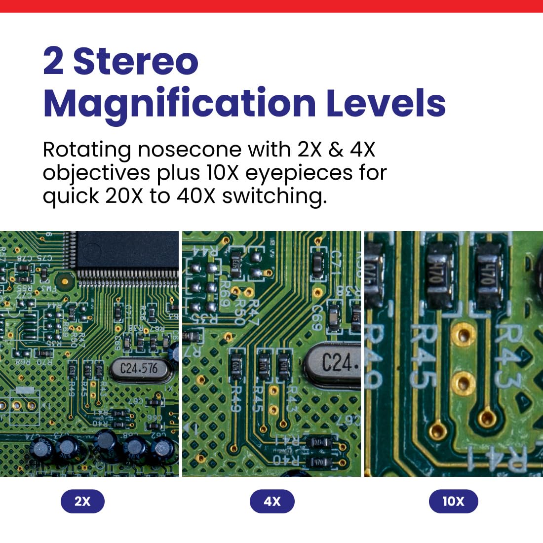 AmScope - Microscopio stereo senza fili LED per illuminazione superiore e inferiore 20X-40X.