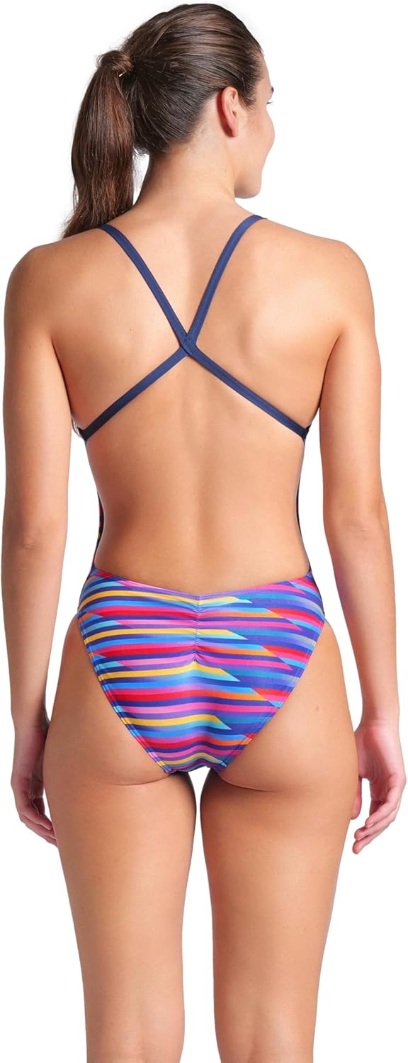 Arena Womens Arena Women’s Performance Racing Stripes X Criss Cross Back One Piece Swimsuit - Image 2