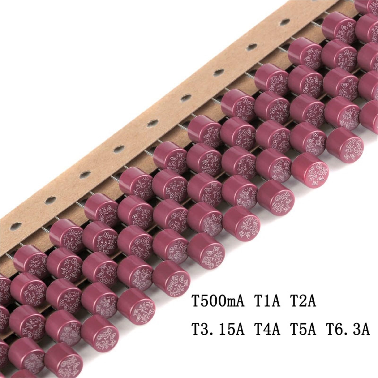 Fusibile rotondo lento da 10 pezzi, 500 mA, 1 A, 2 A, 2,5 A, 3,15 A, 4 A, 5 A, 6,3 A, 8 A, 10 A, 250 V, 382 V, in plastica, T2A, for scheda di alimentazione TV LCD.(T5A)