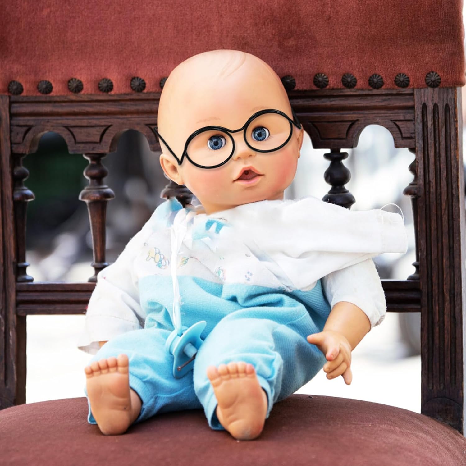 Toyvian Mini Doll Glasses, 20pcs Metal Wire Rimmed Eyeglasses for 12inch Dolls Miniature Dollhouse Eyewear Accessories for DIY Crafting and Dress Up, 1.37X0.98X0.55in