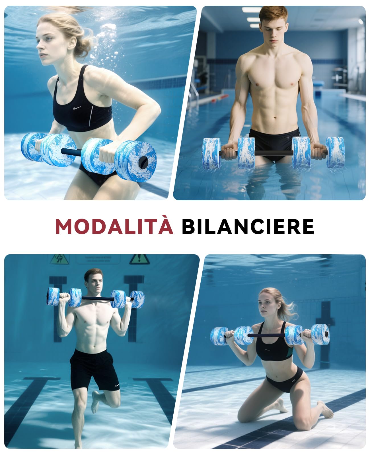 HAPBEAR Manubri per Esercizi Acquatici Piscina – Set 2 Manubri in Schiuma EVA Alta Densità per Aquagym, Design Multifunzione 3 in 1, Aerobica in Acqua e Perdita di Peso