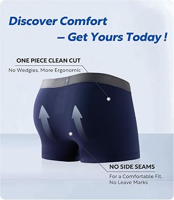 Separatec Men's Boxer Briefs Dual Pouch, Stretch Underwear Bamboo Fibre Moisture-Wicking Breathable Smooth Mens Boxer Shorts Long Multipack