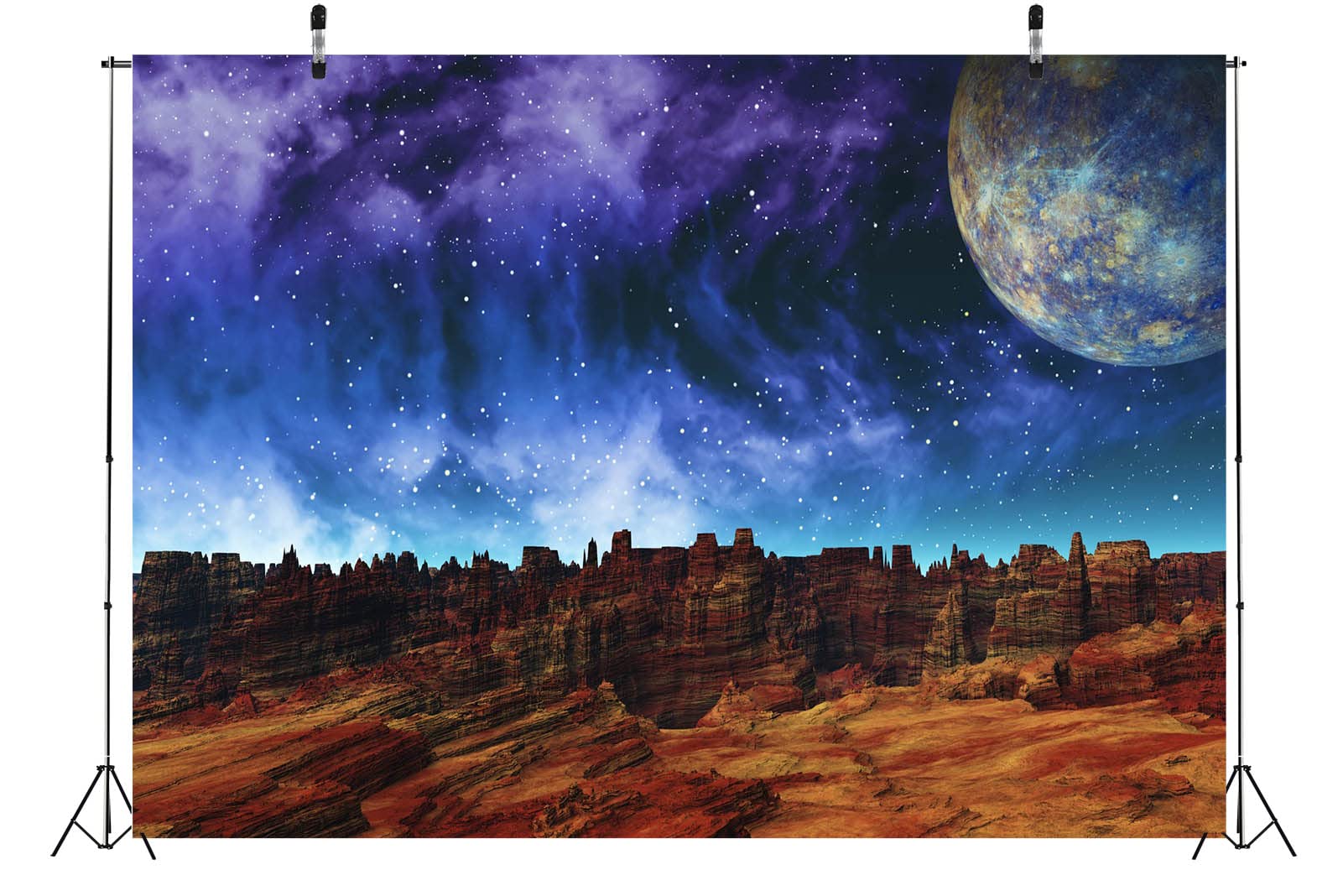 BELECO 3x2.5m Telo sfondo rocce deserto notte | Cielo stellato stelle via lattea spazio galassia sfondo fotografia ritratti accessori studio foto