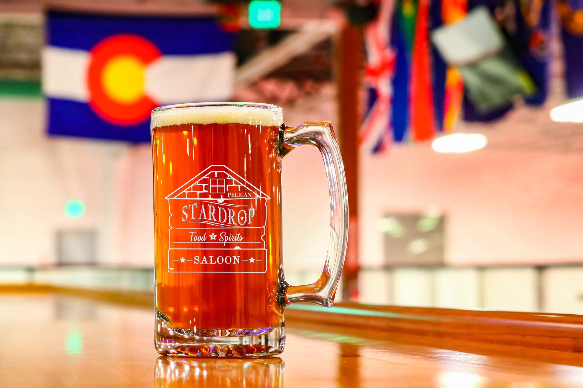 Hat Shark Giant Laser Engraved Beer Mug 28 Ounces Beer Stein - Stardrop Saloon Rustic Bar Food Game Parody Sign Logo