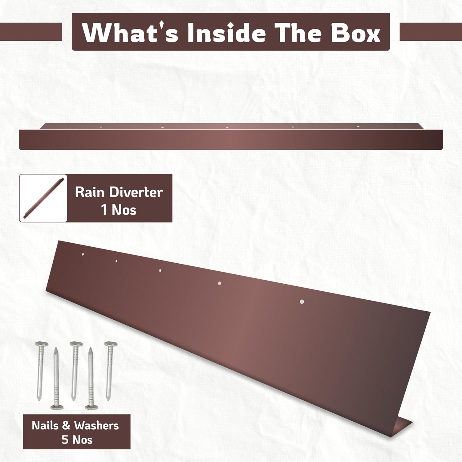 FEBTECH - 57" Rain Diverter for Roof - Copper Color Structure, Powder Coated Stainless Steel Driveway Water Diverter – Ideal for Doorways, Windows, and Roof Vents - Easy DIY Install for Shingle Roofs