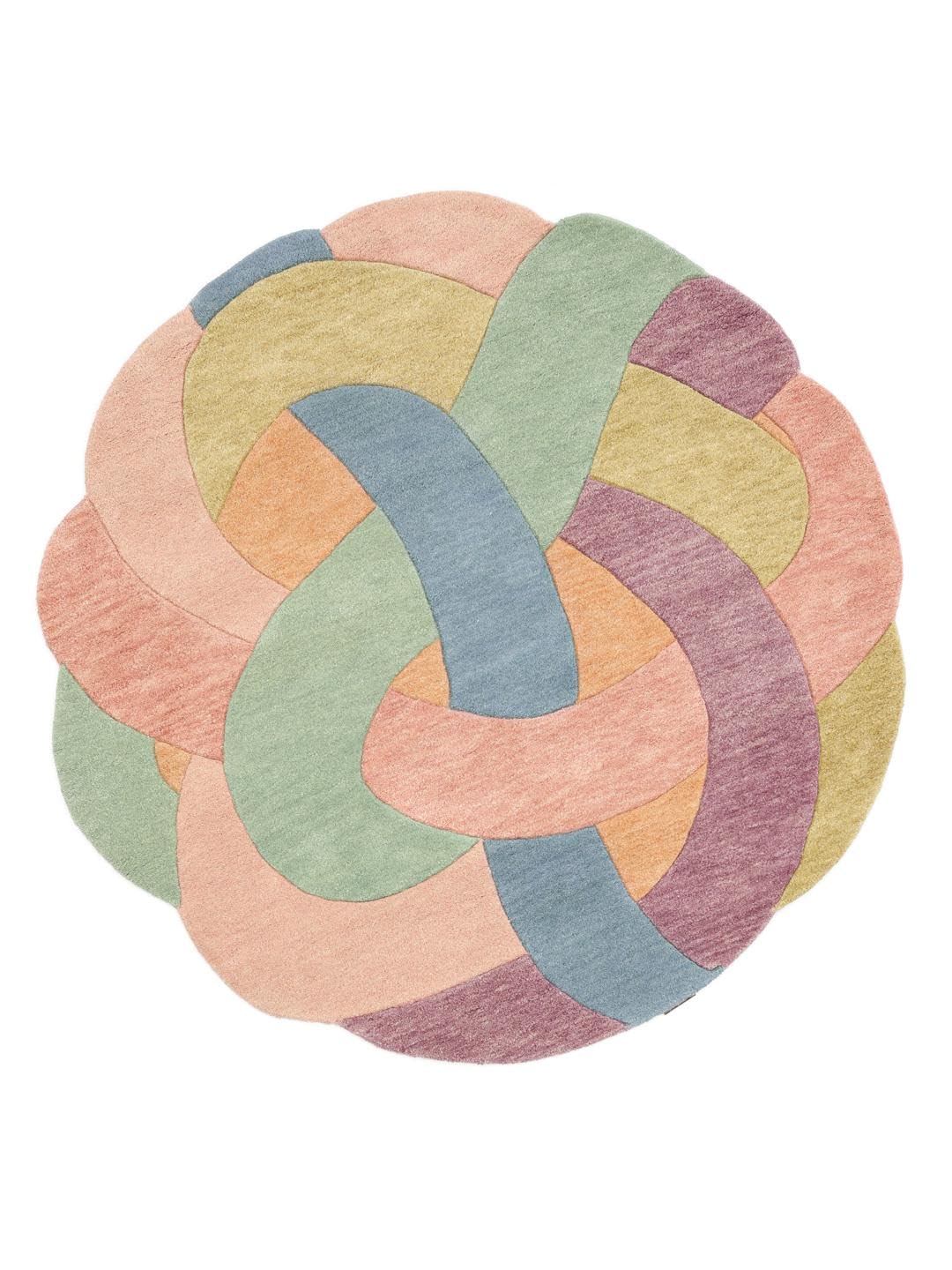 RugVista Colorful Knot Tapis pour Enfants, 100 x 100 cm, Pastel Multicolor