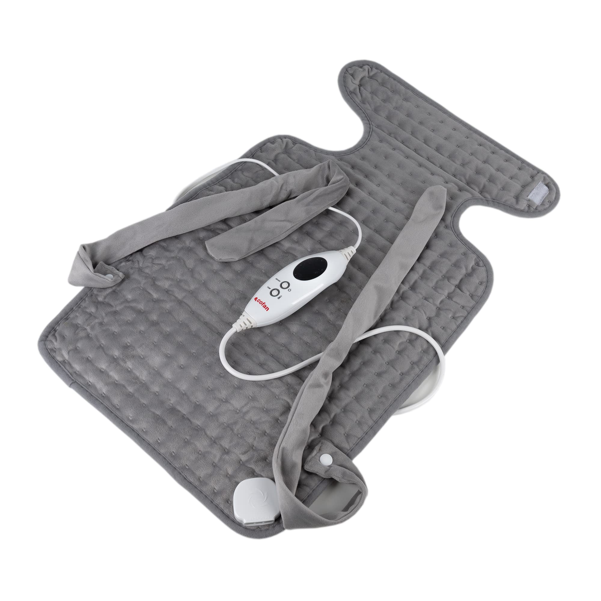 Cofan Cuscino termico elettrico per cervicale | Dimensioni: 65 x 38 cm | Colore: grigio | Allevia i dolori cervicali