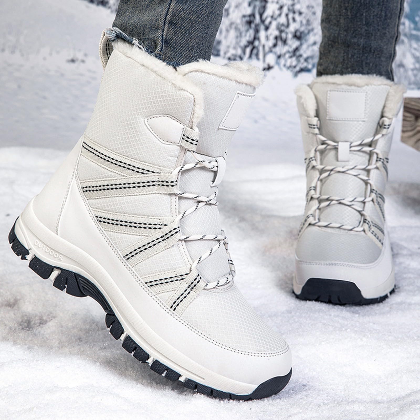 Herren Winterstiefel Warm Stiefeletten Damen Hoch Gefütterte Thermostiefel